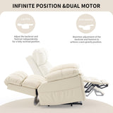 Zuacs Big Tall Man Lay Flat Recliner with Massage Heat, Extra Wide Power Lift Recliner Chair for Elderly,Adjustable Headrest,Extended Footrest, USB Ports,Type C,Hidden Cup Holders,Storage Boxes,Beige Zuacs