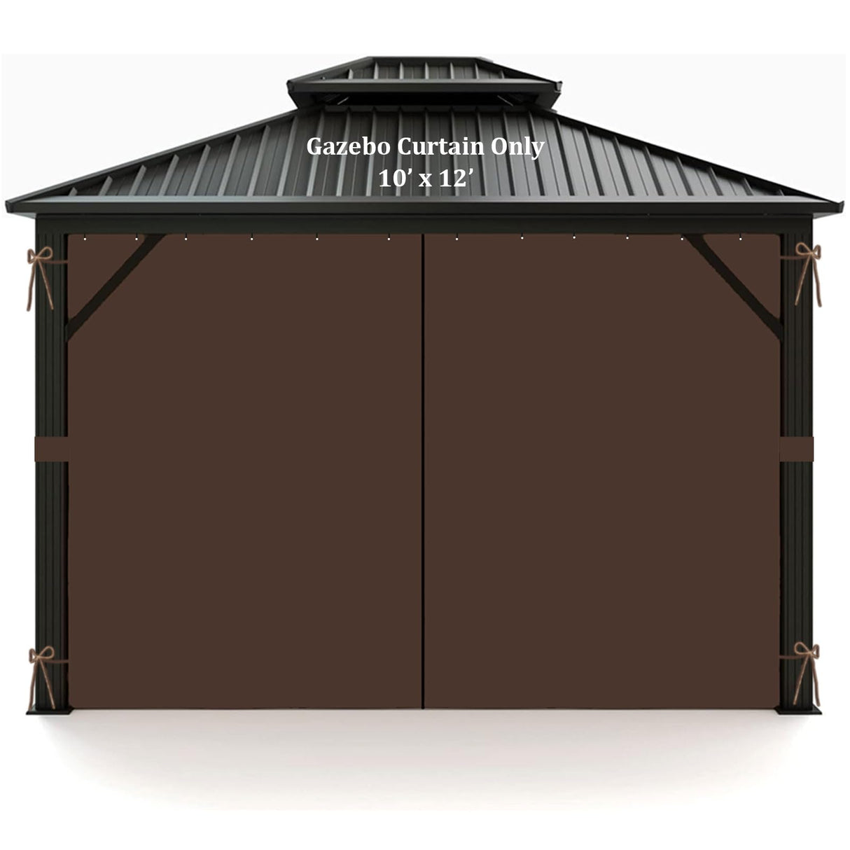 DURCOVER Gazebo Replacement Curtain, 10x12ft Universal Gazebo Curtain with Zippers for Outdoor Gazebo 4-Panel Screen Sidewalls, Brown (Curtain Only) DURCOVER