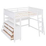 Harper & Bright Designs Full Size Loft Bed with Desk and Dresser, Wooden Loft Bed Full with Storage Drawers and Shelves for Kids Teens Adults, No Box Spring Needed,White Harper & Bright Designs