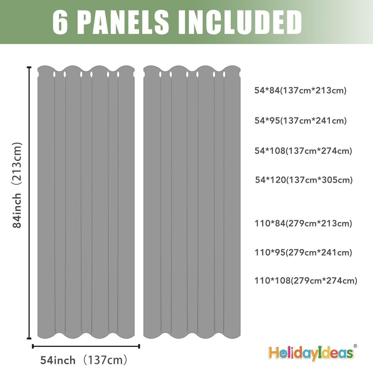 HolidayIdeas Outdoor Curtains for Patio Waterproof, 6 Panels - 54x84 Inches - Weatherproof Privacy Outsides Curtains for Cabana Porch Pergola, Sunlight & UV Blocking (Black, Grommet Top) HolidayIdeas