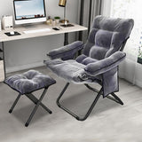 Modern Lazy Chair with Ottoman, Folding Lounge Reclining Sofa Chair with Armrest Comfy Lounge Chair Leisure Chair with Side Pocket for Bedroom, Balcony, Living Room, Office, Grey Generic