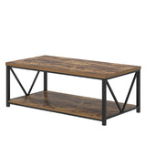 EXCEFUR Modern Coffee Table, Rustic Wood and Metal Living Room Table with Storage Shelf, Industrial Rectangle Center Table, 47 Inch Brown EXCEFUR