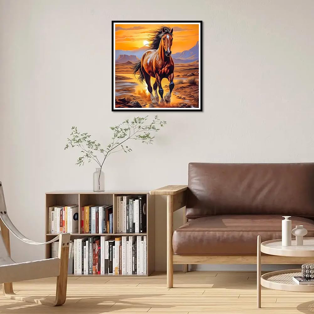 PFFNGPEN Diamond Painting Kits for Adults, 5D DIY Horse Diamond Art Kits for Beginners, Full Drill Round Diamond Art for Home Wall Decor, Animal, 12x12 inch PFFNGPEN