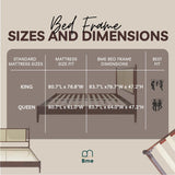 Bme Oliver King Bed Frame and Headboard - 15-Inch Signature Design with Rattan Headboard, Bohemian and Mid Century Style, 12-Slat Wood Support, No Box Spring Needed - Easy Assembly, Walnut Bme