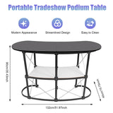 51" Portable Trade Show Counter Curved Pop Up Table Podium Salon Display Booth Corrugated Sidewalls Reception Desk Speech Stand for Checkout Exhibition Promotion Retail PalaUha
