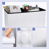 COSYLAND Ottoman Bench with Storage - 30x15x15in Folding Leather Ottoman, Rectangle Foot Stool Foldable Storage Chest Ottoman Footrest Footstool Collapsible with Lid for Bedroom Living Room White COSYLAND