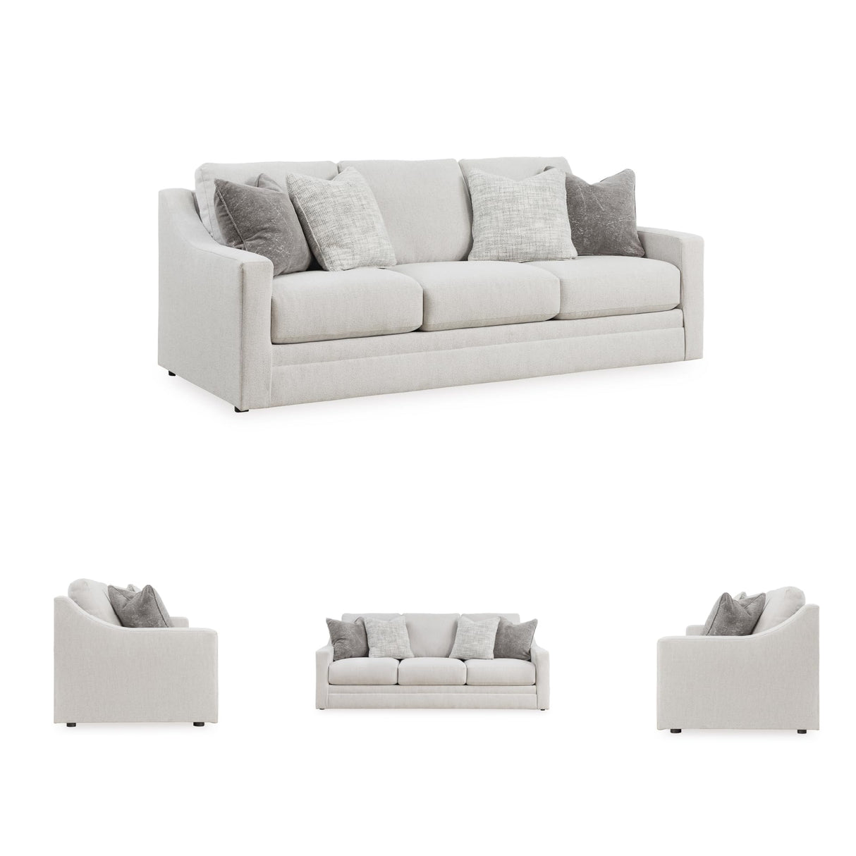Signature Design by Ashley Maitelynn Contemporary Sofa with Accent Pillows, Reversible Cushions and Sloped Arms, Light Gray Signature Design by Ashley