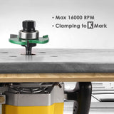 KOWOOD Pro Tongue and Groove Set of 2 Pieces 1/4 Inch Shank Router Bit Set 3 Teeth Adjustable T Shape Wood Milling Cutter KOWOOD