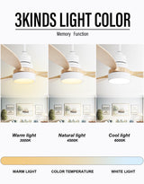 Sofucor 52 Inch Ceiling Fan with Lights and Remote Control, Indoor Outdoor Mordern Wood Ceiling Fan with Reversible Quiet DC Motor, 6 Speed, 3 White Downrods, for Farmhouse Bedroom Patio Balcony Sofucor