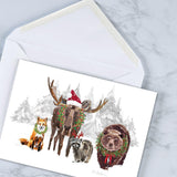 Current Forest Folk Christmas Cards - Set of 18, Large 5 x 7-Inch Folded Cards, Wildlife, Mooose, Bear Themed Card Value Pack, Envelopes Included Current