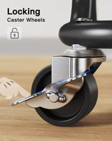 Pipishell 3 Tier Metal Rolling Utility Cart, Heavy-Duty Storage Rolling Cart with 2 Lockable Wheels, Multifunctional Mesh Organization Utility Cart for Kitchen Dining Room Living Room (Black) Pipishell