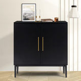 KFO Storage Cabinet with Doors, Black Accent Cabinet, Modern Free Standing Cabinet, Black Sideboard with Metal Base for Bedroom, Living Room, Kitchen and Office KFO