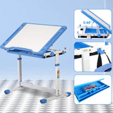 Kids Desk and Chair Set Adjustable Height Ergonomic Children's Table with Storage Drawer Kids Study Homework Desk Table for 3-15 Kids (Blue) Dkeli