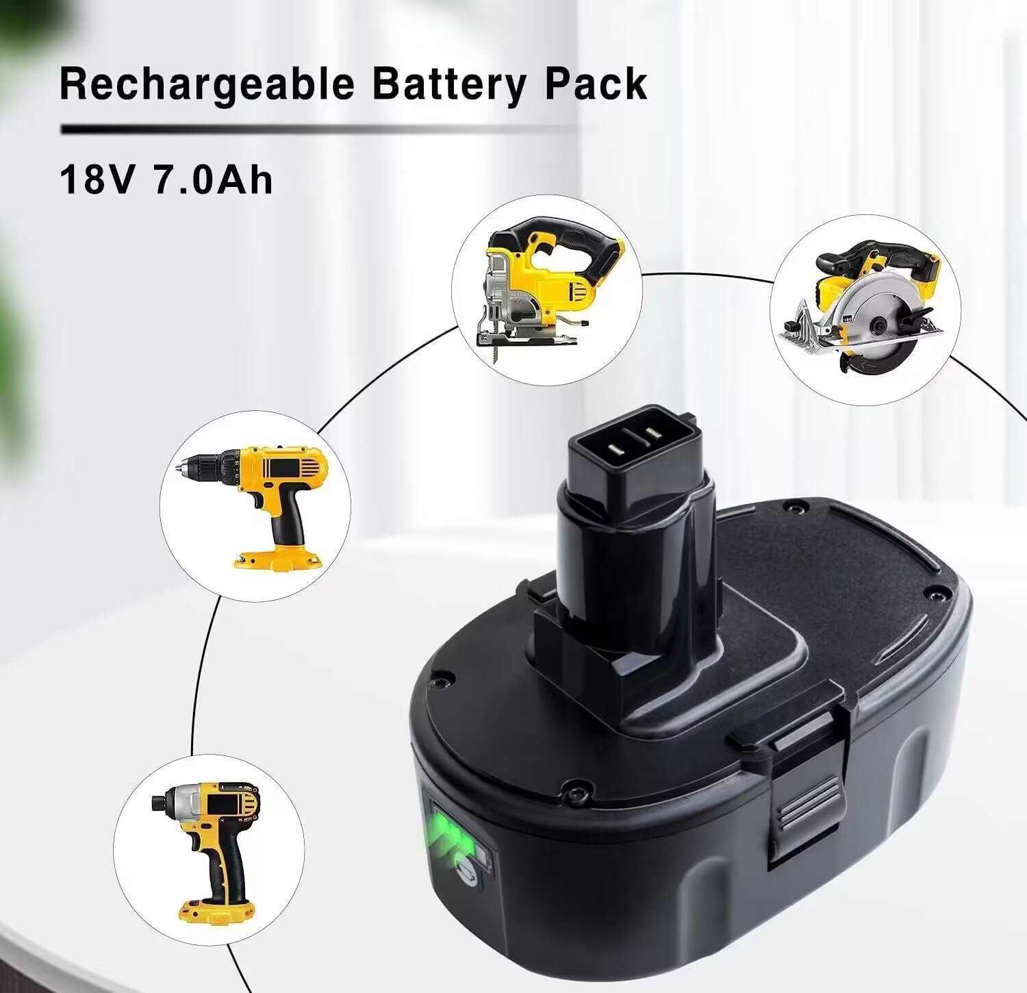 DTK 2Pack 7.0Ah Lithium-Ion Battery Replacement for Dewalt 18V XRP Ni-Cad DC9096 DC9098 DC9099 DE9039 DE9095 DE9096 DE9098 DW9095 DW9096 DW9098 DE9503 DC9182 18V XRP Batteries - WoodArtSupply