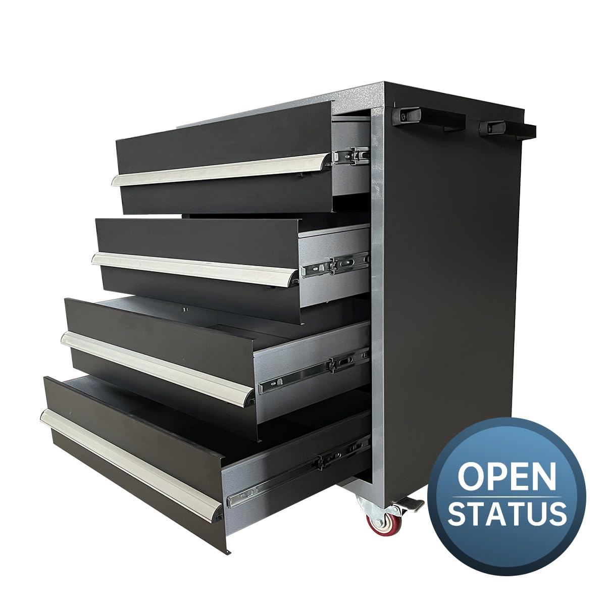 JZD Metal Tool Storage Cart on Wheels, 4 Lockable Drawers, Tool Cabinet Organizer for Garage Workshop, Black & Grey JZD