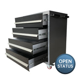 JZD Metal Tool Storage Cart on Wheels, 4 Lockable Drawers, Tool Cabinet Organizer for Garage Workshop, Black & Grey JZD