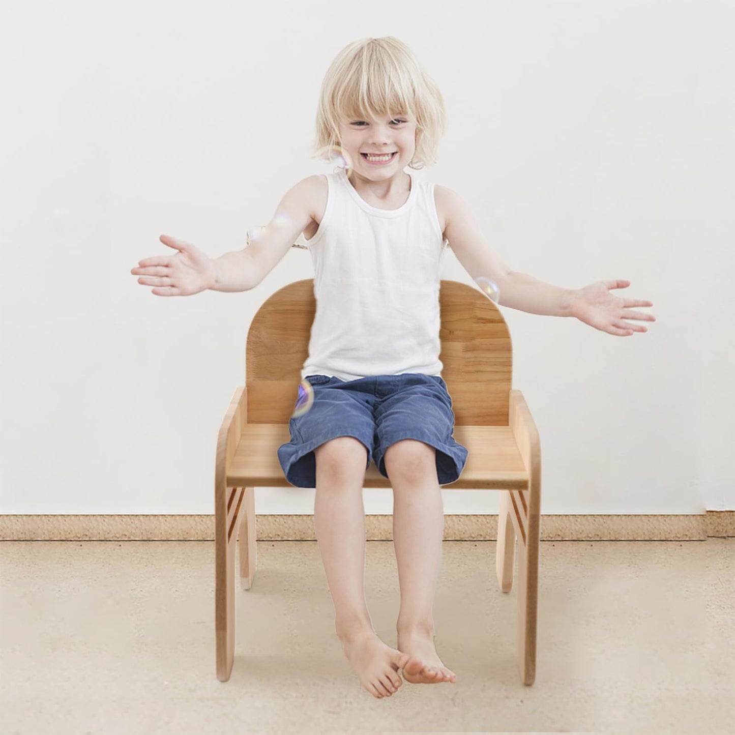 ibwaae Natural Solid Wooden Kids Chair Height-Adjustable Wooden Chair for Toddlers Montessori Furniture Birthday Gift for Children - WoodArtSupply