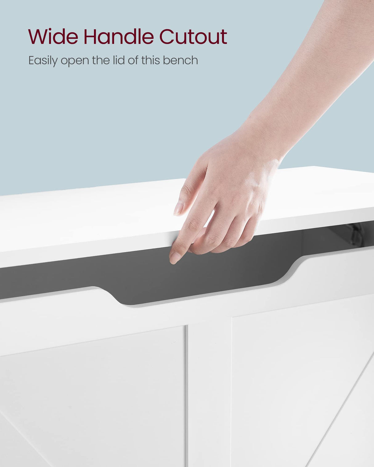 VASAGLE Storage Chest, Storage Trunk with 2 Safety Hinges, Storage Bench, Shoe Bench, Farmhouse Style, 15.7 x 31.5 x 18.1 Inches, for Entryway, Bedroom, Living Room, Cloud White ULSB062T14 VASAGLE