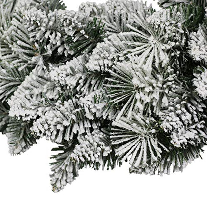 Puleo International 24" Artificial Flocked Spruce Wreath Christmas Décor with 110 Tips, Green