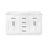 OVE Decors Bathroom Vanity with Black Hardware and Power Bar in White Finish, 60 inches OVE Decors
