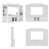 ECACAD 4-Piece Entertainment Center Wall Unit with Bookshelves for TVs up to 60", Multifunctional TV Stand Media Console Table with Glass Doors, Shelves, Drawers & Doors, White ECACAD