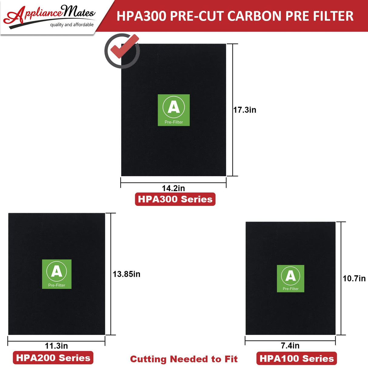 HPA300 HEPA Filter Replacement for Honeywell Air Purifier 3 HEPA R Filters and 6 Pre-cut A Carbon Pre-filter by APPLIANCEMATES APPLIANCEMATES