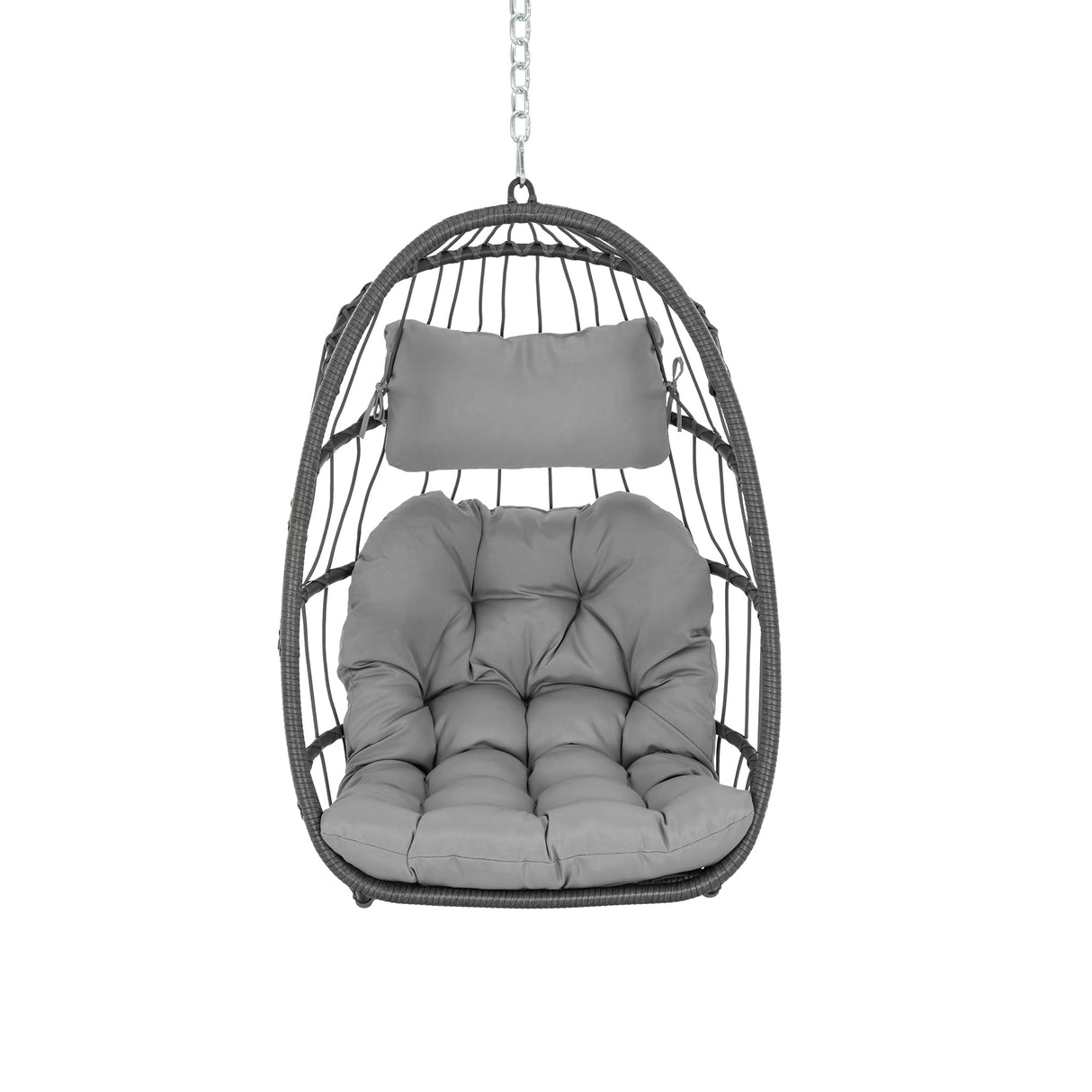Yechen Swing Egg Chair Without Stand Indoor Outdoor, Foldable Wicker Rattan Hanging Egg Chairs Hammock Egg Basket Chair with Aluminum Frame & UV Resistant Cushions for Bedroom Patio Porch Yechen