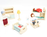 Jzszera Wooden Doll House People of 7 Miniature Figures and 2 Pets, Dollhouse Dolls Family Set Accessories for Girls Toddler Kids Pretend Play and Imaginative Fun Jzszera
