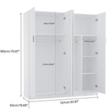 Panana Large Wardrobe Closet with Storage Shelves, 4 Door Armoires Wardrobe with 5 Shelves and 2 Hanging Rails for Bedroom Panana
