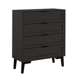 TaoHFE Black 4 Drawer Dresser for Bedroom,Wood Lingerie Chest of Drawers for Bedroom,Modern 36inch Tall Black Dresser for Bedroom Living Room, Entryway, Cloakroom(Black, 4 Drawer) TaoHFE