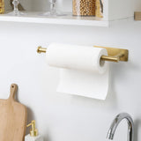 theaoo Gold Paper Towel Holder for Kitchen, Adhesive Under Cabinet Paper Towel Roll Rack for Bathroom Towel, Wall Mounted Matte Black, SUS304 Stainless Steel theaoo