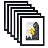 BSRHOME 8x10 Picture Frame Set of 6, Display Pictures 5x7 with Mat or 8x10 Without Mat for Tabletop Display and Wall Mounting, Black BSRHOME