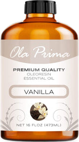 Ola Prima Vanilla Essential Oil 16oz – Therapeutic Grade Big Bottle for Aromatherapy, Diffuser & Candle Making, Vanilla Candle Scent - Essential Oils Ola Prima