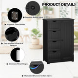 Tangkula Bathroom Floor Cabinet, Freestanding Storage Cabinet with 4 Drawers & Single Door, Adjustable Shelf, Multipurpose Bathroom Storage for Home Office, 22 x 12 x 32 Inches (Black) Tangkula