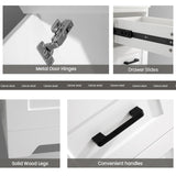 BUPWHEK 48” Bathroom Vanity Cabinet Without Sink, Modern White Bathroom Storage Cabinet with 2 Doors and 6 Drawers BUPWHEK