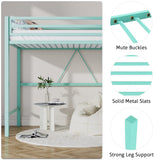 SHA CERLIN Loft Bed Twin Size with Ladder and Guardrail,Heavy Duty Metal Slats Support No Box Spring Needed Small Space Saving Furniture for Bedroom Dorm,Aqua Blue SHA CERLIN