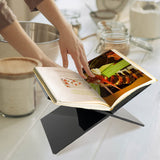 Hopysgiien Black Book Stand - Acrylic Open/Closed Book Display Stand for Bibles, Cookbooks, Magazines, Textbooks, Recipe Holders & Picture Display Hopysgiien