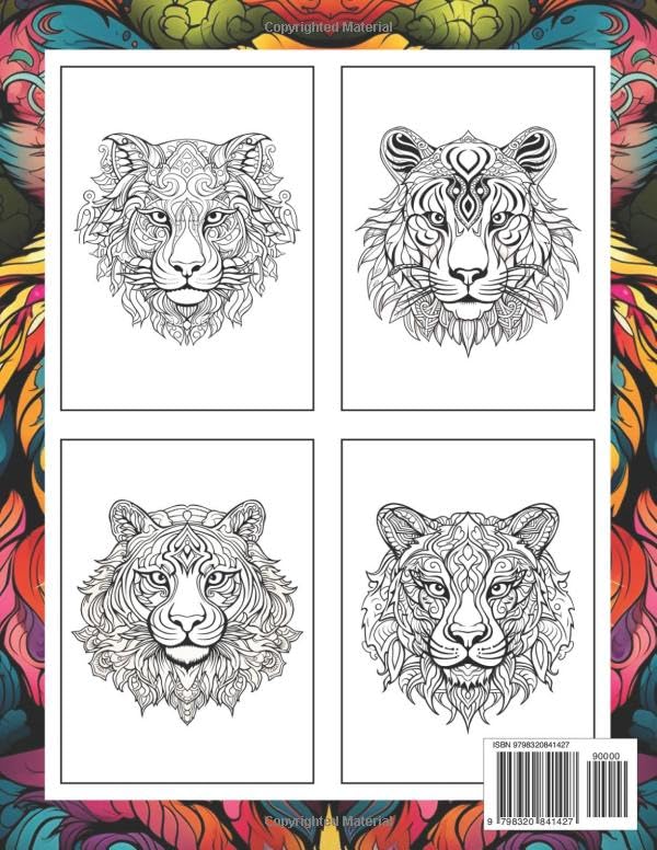 Tigers Mandala: Coloring Book for Adults with Tigers Mandala for Stress Relief and Relaxation Majosta