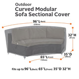 Upgraded Curved Patio Furniture Covers, Waterproof Outdoor Sectional Cover, 600D PU Outdoor Furniture Sofa Covers 96"(65") Half Moon Oudoor Couch Cover, Lawn Outside Protector - Midnight Black Flexiyard