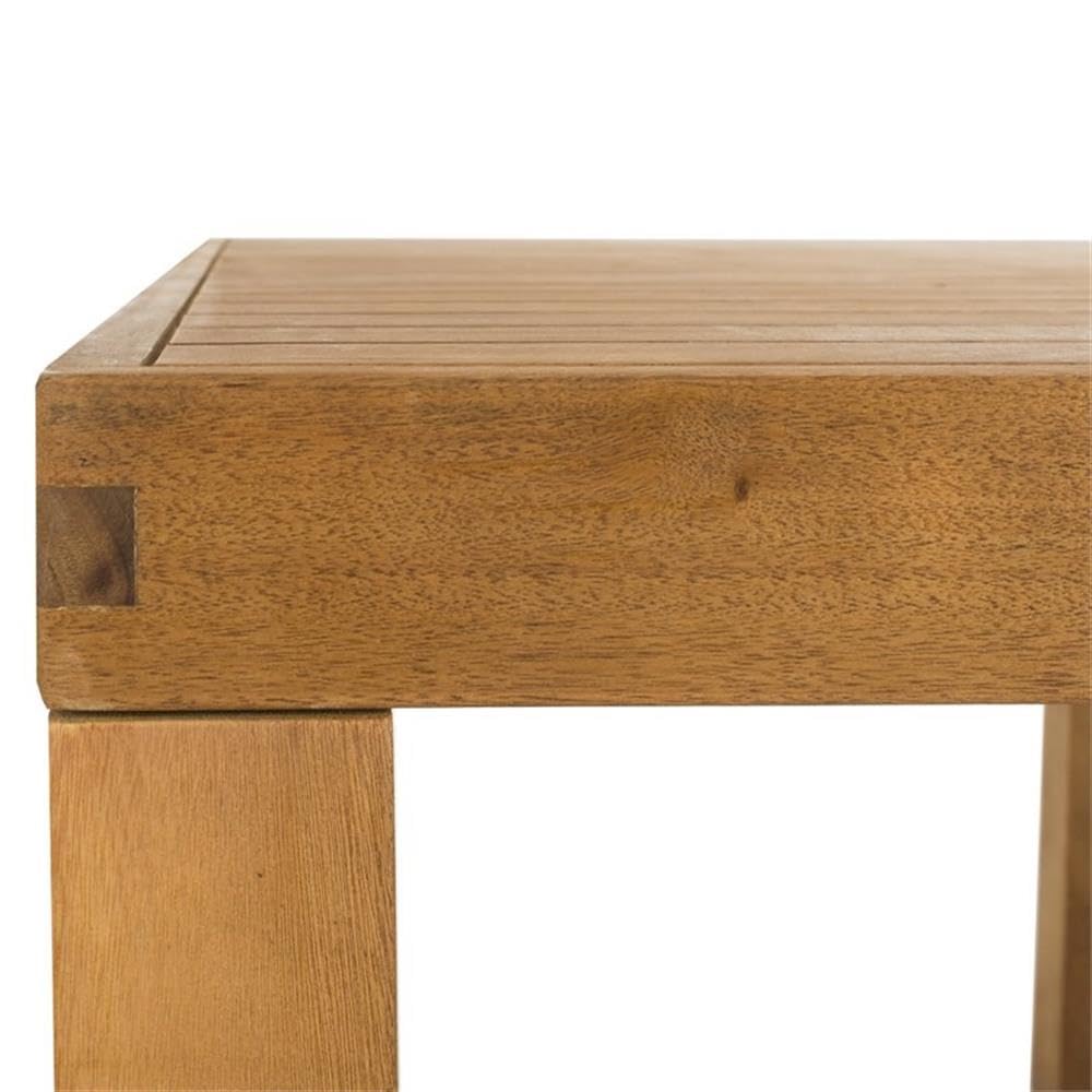 SAFAVIEH Outdoor Collection Dario Teak 3 Piece Dining Set with 59" Table and 2 Backless Benches SAFAVIEH