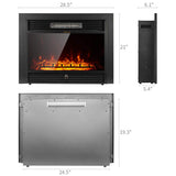 YODOLLA 28.5" Electric Fireplace Insert, Wall Recessed/Mounted, Freestanding Fireplace with Remote Control, 3 Color Adjustable Flames, 2 Modes Heat, 8 H Timer, 5 Brightness Settings, 750/1500W Heater YODOLLA