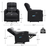 Welzona Adjustable Power Recliner Chair, Comfy PU Leather Electric Recliner Chair, Power Recliners with USB Port, Eco-Certified Small Recliners for Small Spaces Sofa Reclinable, Black Welzona