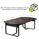 8FT Conference Table, 94.5" D x 47.3" W x 29.5" H Boat Shaped Meeting Table with Rectangle Grommet, Modern Seminar Boardroom Table for Office Conference Room (8ft, Walnut & Black) MaverickFurni