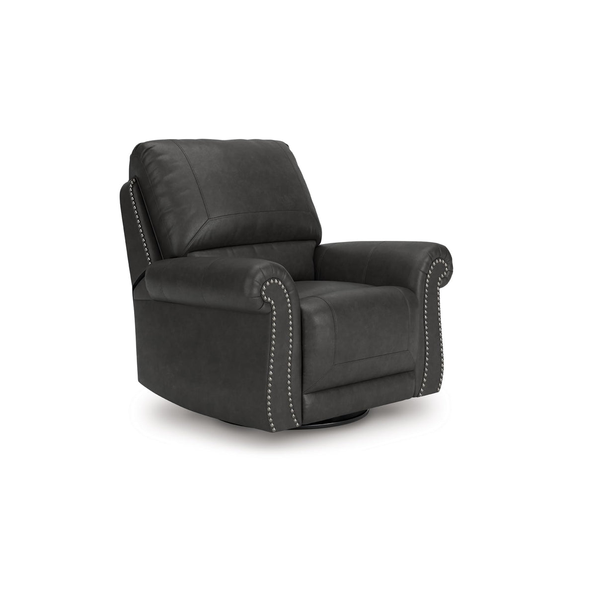 Signature Design by Ashley Chatterton Classic Faux Leather Manual Rocker Swivel Glider Recliner with Nailhead Trim, Black Signature Design by Ashley