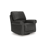 Signature Design by Ashley Chatterton Classic Faux Leather Manual Rocker Swivel Glider Recliner with Nailhead Trim, Black Signature Design by Ashley