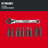 CRAFTSMAN Screwdriver Set, Ratcheting Offset, Multi-Bit, 10 Piece (CMHT68008) CRAFTSMAN