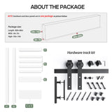 Fredbeck 30x84 inch White Barn Door with 5.5FT Sliding Door Hardware Kit Included & Handle,Solid,MDF, PVC Surface,DIY Assembly,5-Panel,Fit 27in-28in Opening FREDBECK