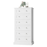 FACBOTALL 6 Drawer Dresser, 56" Tall White Dresser with Mental Double Handles, Chest of Drawers Cabinet for Hallway Living Room FACBOTALL