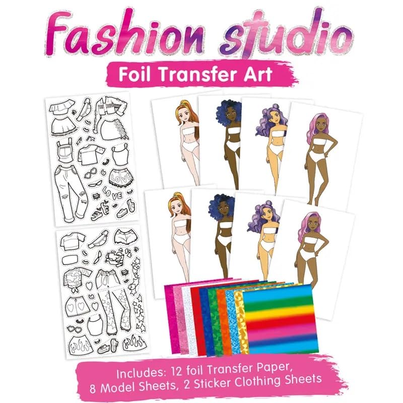 Foil Transfer Art, Fashion Studio Foil Fun, No Mess Art for Kids, DIY Creative Activity, Gifts for Girls and Boys Ages 6,7,8,9,10 Travel Toys Generic