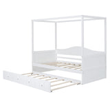 Harper & Bright Designs Modern White Twin Canopy Bed with Trundle for Kids and Teens Harper & Bright Designs